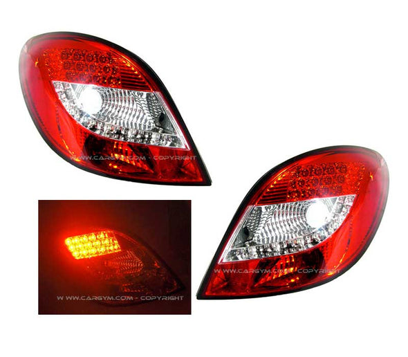 PEUGEOT 207 HATCH Red & Clear LED Taillight 2006-09