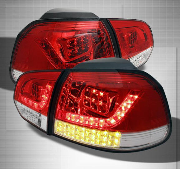 VW GOLF VI MK6 2009+ R Style Red & Clear LED Taillight