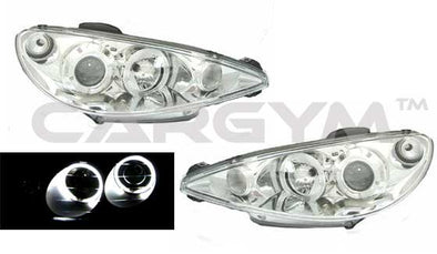 Peugeot 206/206cc LED Angel Eyes Chrome Projector Headlight