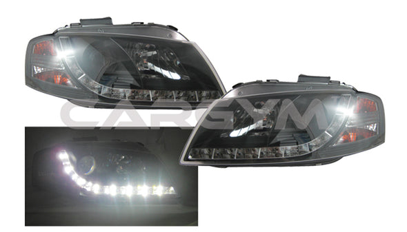 Audi 03-08 A3 8P1 8P LED DRL Devil Eye Black Projector Headlight