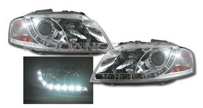 Audi 03-08 A3 8P1 8PA LED DRL Devil Eye Chrome Headlight