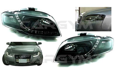 Audi 05-08 A4 S4 B7 LED DRL Devil Eye Black Projector Headlight