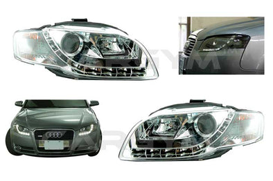 Audi 05-08 A4 S4 B7 LED DRL Devil Eye Chrome Projector Headlight