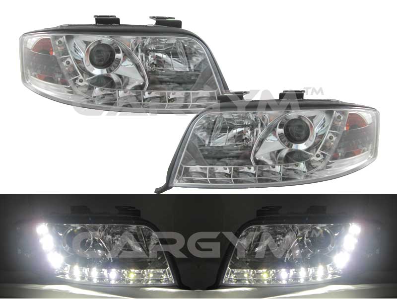 fatning tidsskrift Arkitektur Audi 97-01 A6 S6 C5 LED DRL Devil Eye Chrome Projector Headlight – CarGym