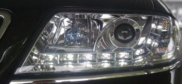 Audi 97-01 A6 S6 C5 LED DRL Devil Eye Chrome Projector Headlight