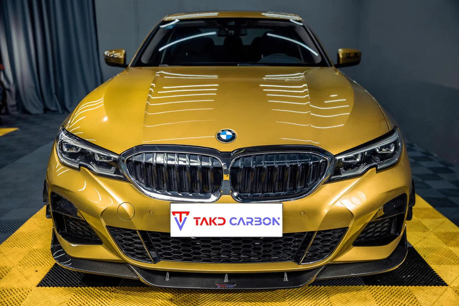 TAKD CARBON Dry Carbon Fiber Front Bumper Canards for BMW 3 Series G20 ...