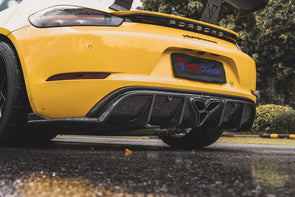 TAKD Carbon Dry Carbon Fiber Rear Diffuser & Canards & exhaust cover for Porsche 718 Boxster / Cayman