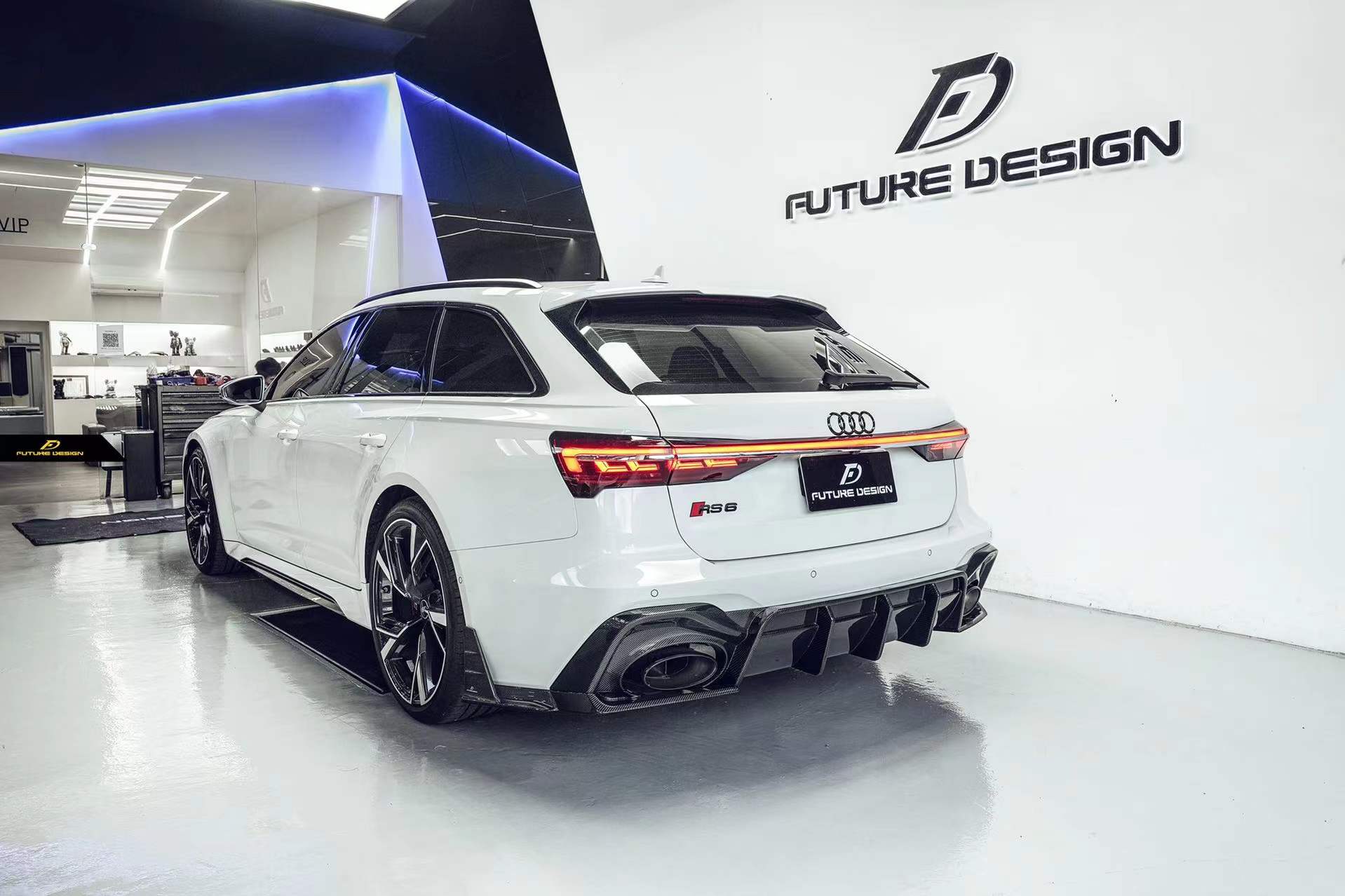 Future Design Blaze Carbon Fiber Rear Diffuser & Rear Canards for Audi ...