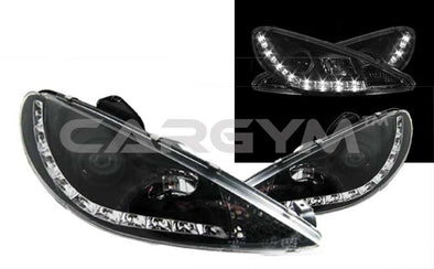 Peugeot 206/206cc LED Angel Eyes Black Base Projector Headlight