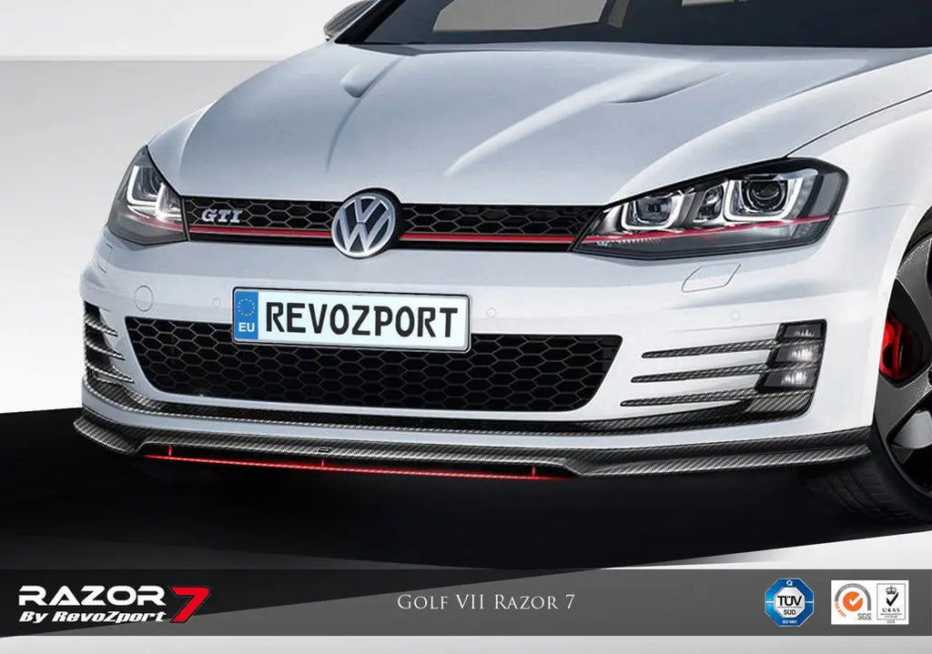 Revozport VW Golf VII Razor 7 Dry Carbon Fiber Front Splitter - CarGym