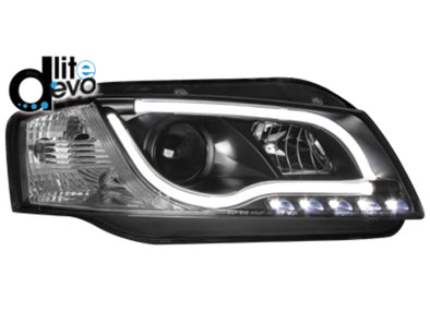 Audi 03-08 A3 8P LED Optical Bar DRL Black Projector Headlight